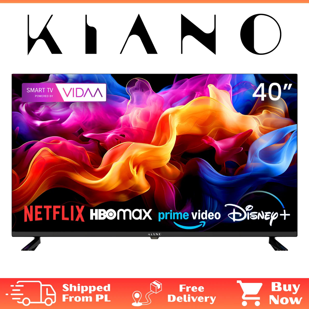 Smart TV Kiano Elegance 40" – VIDAA, D-LED, DVB-T2/S2