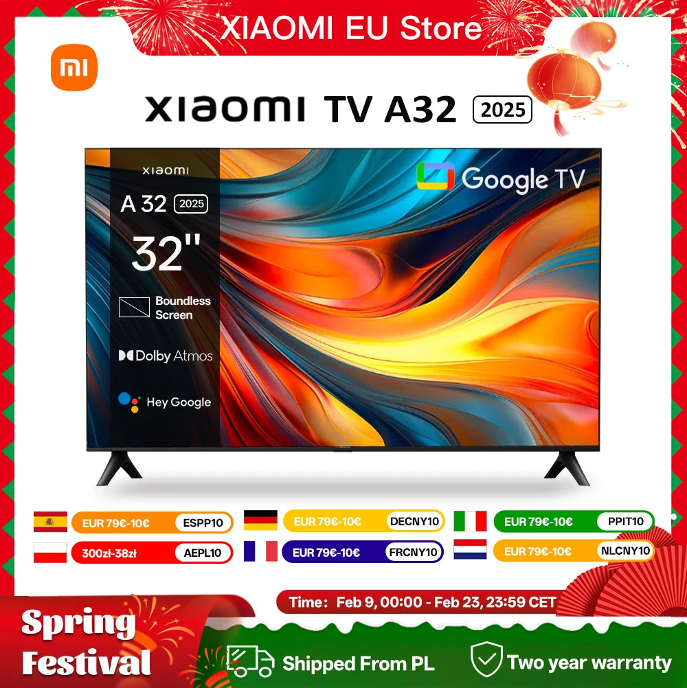 Xiaomi TV A 32, Compact Size With Colorful Screen, Dynamic Sound With Dolby Audio™, DTS-X And DTS Virtual:X, Top-end Metal Fini