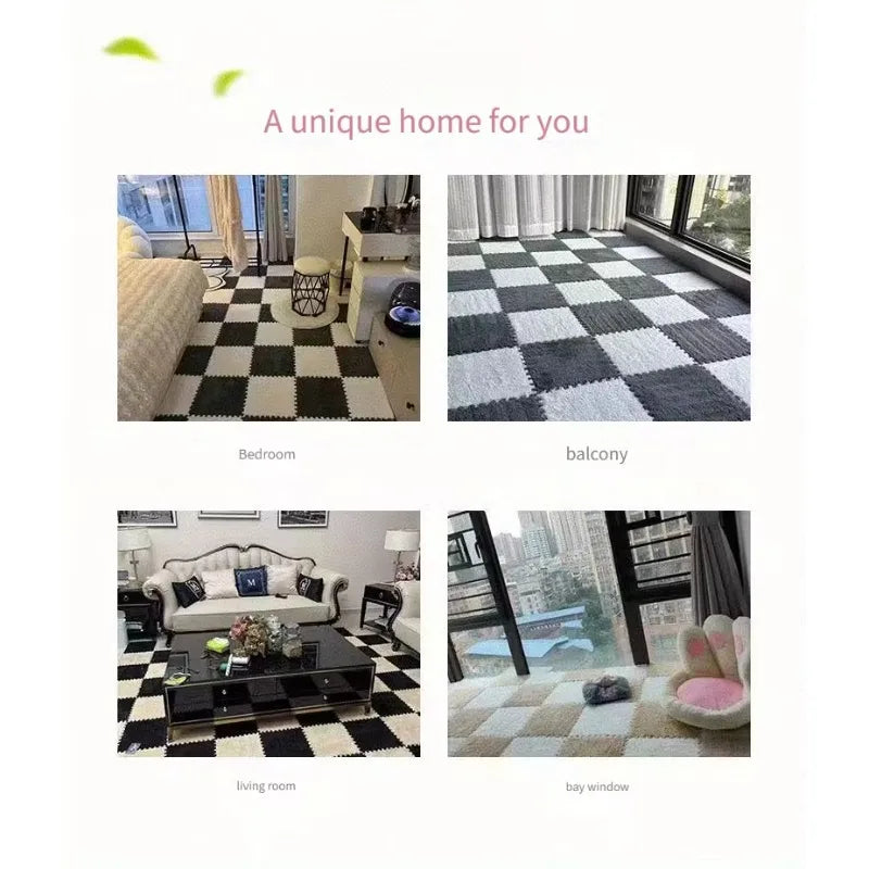 Covor Puzzle din Spumă Plușată Interblocabil – 30x30cm, Lavabil, Anti-Alunecare