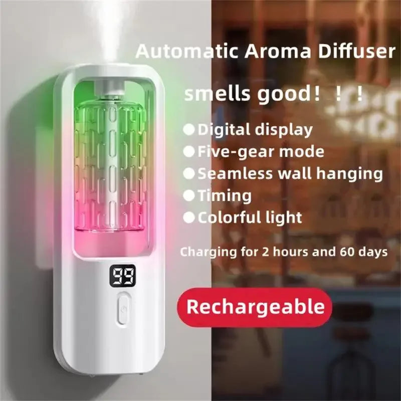 Difuzor Arome cu Umidificator – 5 Niveluri de Parfum, Lumină Ambientală Color