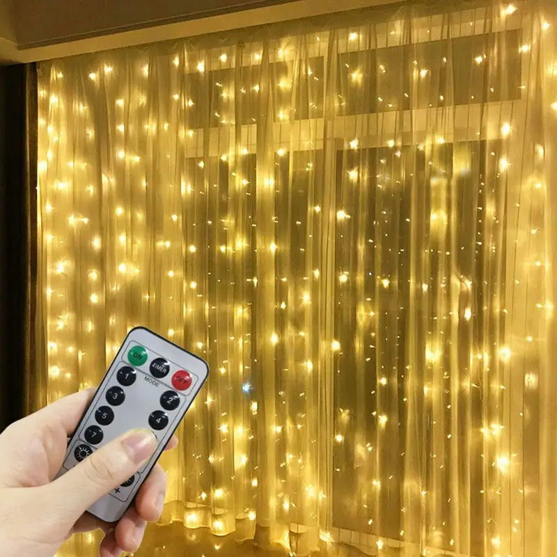 Ghirlandă LED cu Perdea – 8 Moduri Luminoase, USB, Telecomandă