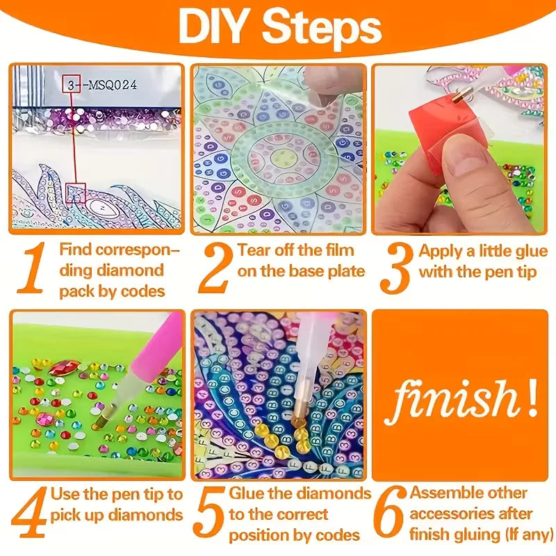 4-piece frog patterned wooden diamond dining mat set, DIY crystal diamond art insulated table mat, mosaic handmade set, without