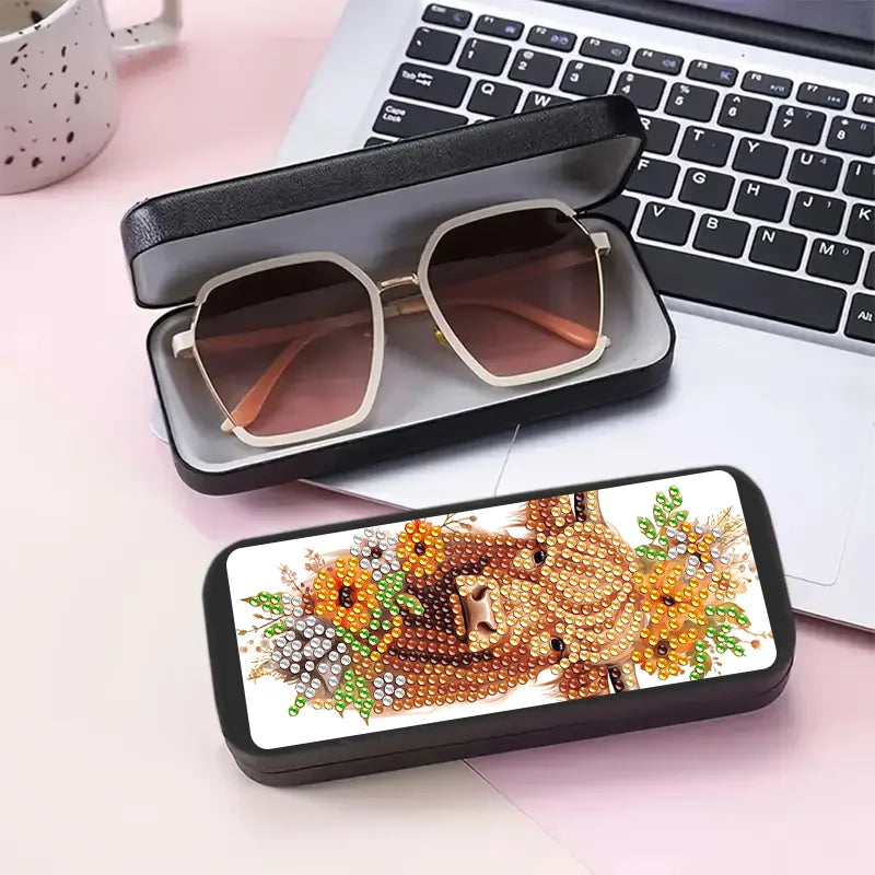 DIY Cow Diamond Painting Glasses Case Special Shaped Diamond Mosaic Eyeglasses Storage Box Art Craft Home Christmas Decor Gift
