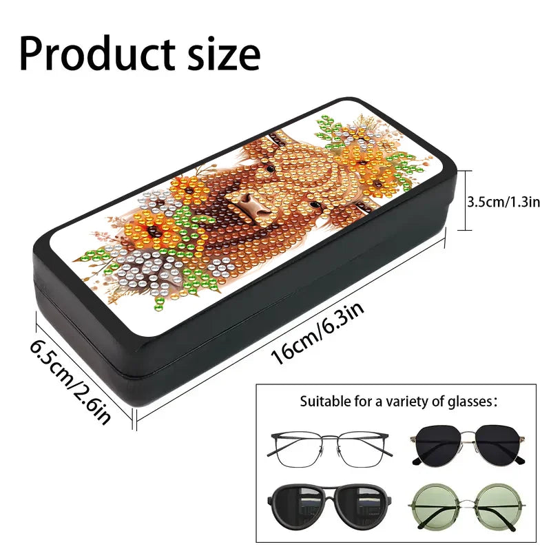 DIY Cow Diamond Painting Glasses Case Special Shaped Diamond Mosaic Eyeglasses Storage Box Art Craft Home Christmas Decor Gift
