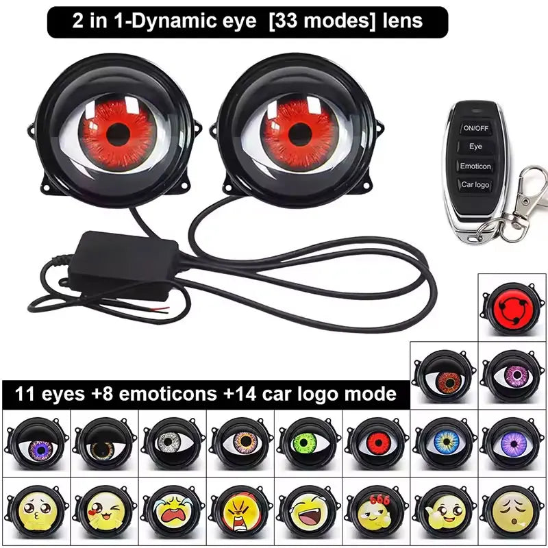 Far LED Devil Eye 3" – 33 Moduri, Dinamic, Telecomandă