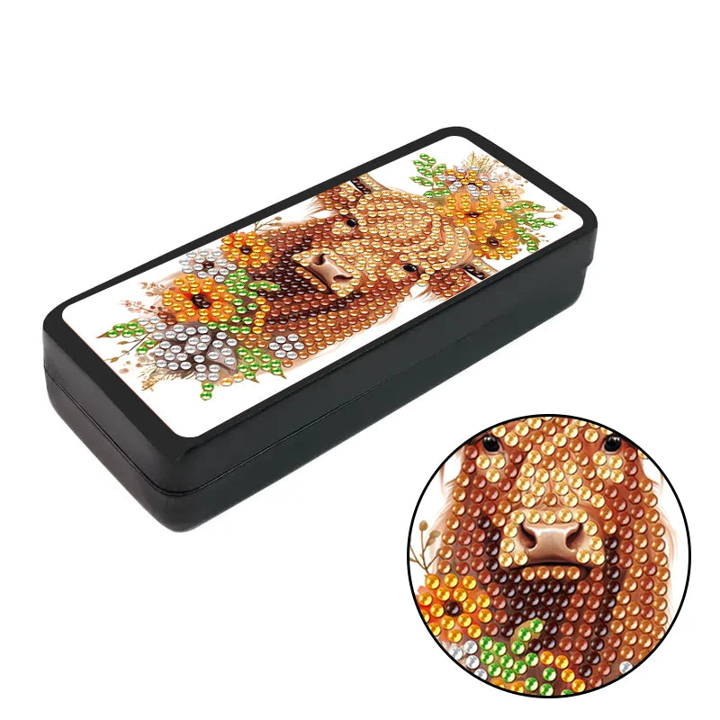 DIY Cow Diamond Painting Glasses Case Special Shaped Diamond Mosaic Eyeglasses Storage Box Art Craft Home Christmas Decor Gift