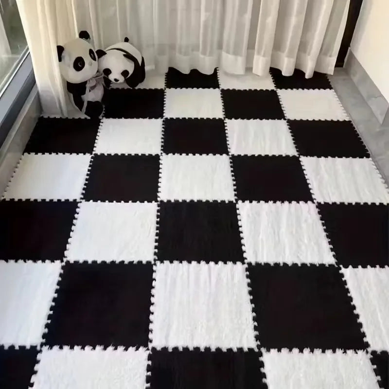 Covor Puzzle din Spumă Plușată Interblocabil – 30x30cm, Lavabil, Anti-Alunecare