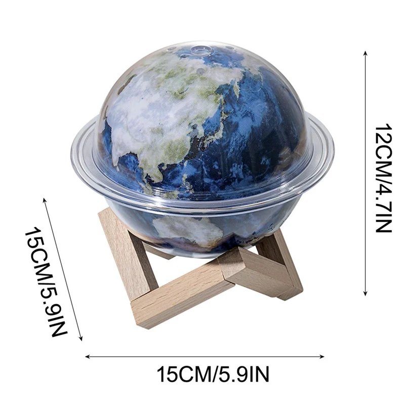 Umidificator Galaxy cu LED 7 Culori – Design Planetă Pământ/Jupiter