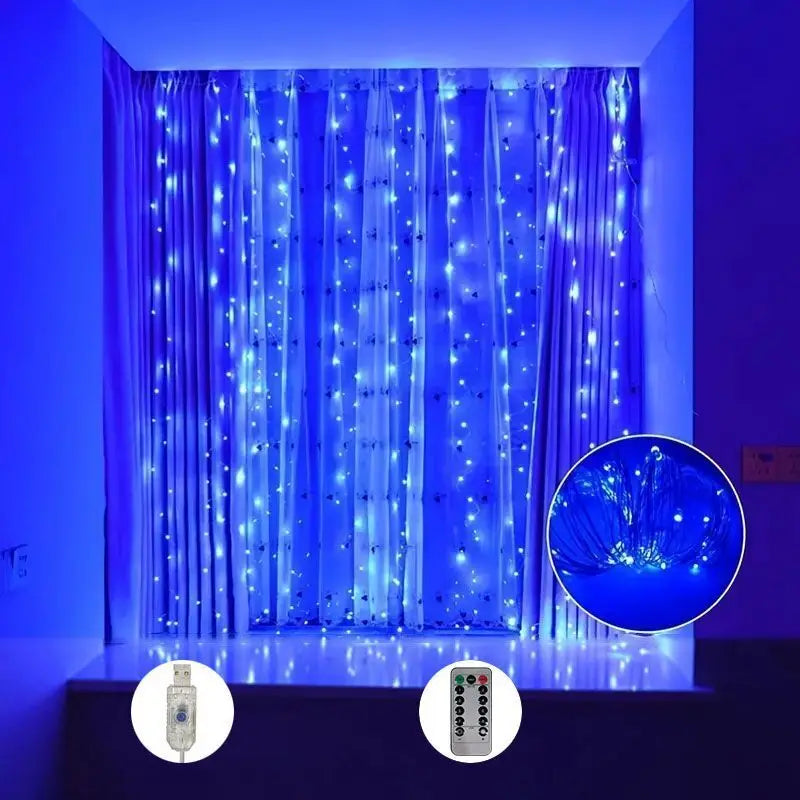 Ghirlandă LED cu Perdea – 8 Moduri Luminoase, USB, Telecomandă