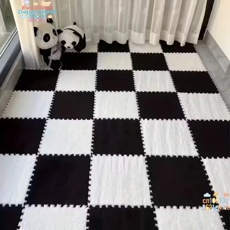 Covor Puzzle din Spumă Plușată Interblocabil – 30x30cm, Lavabil, Anti-Alunecare