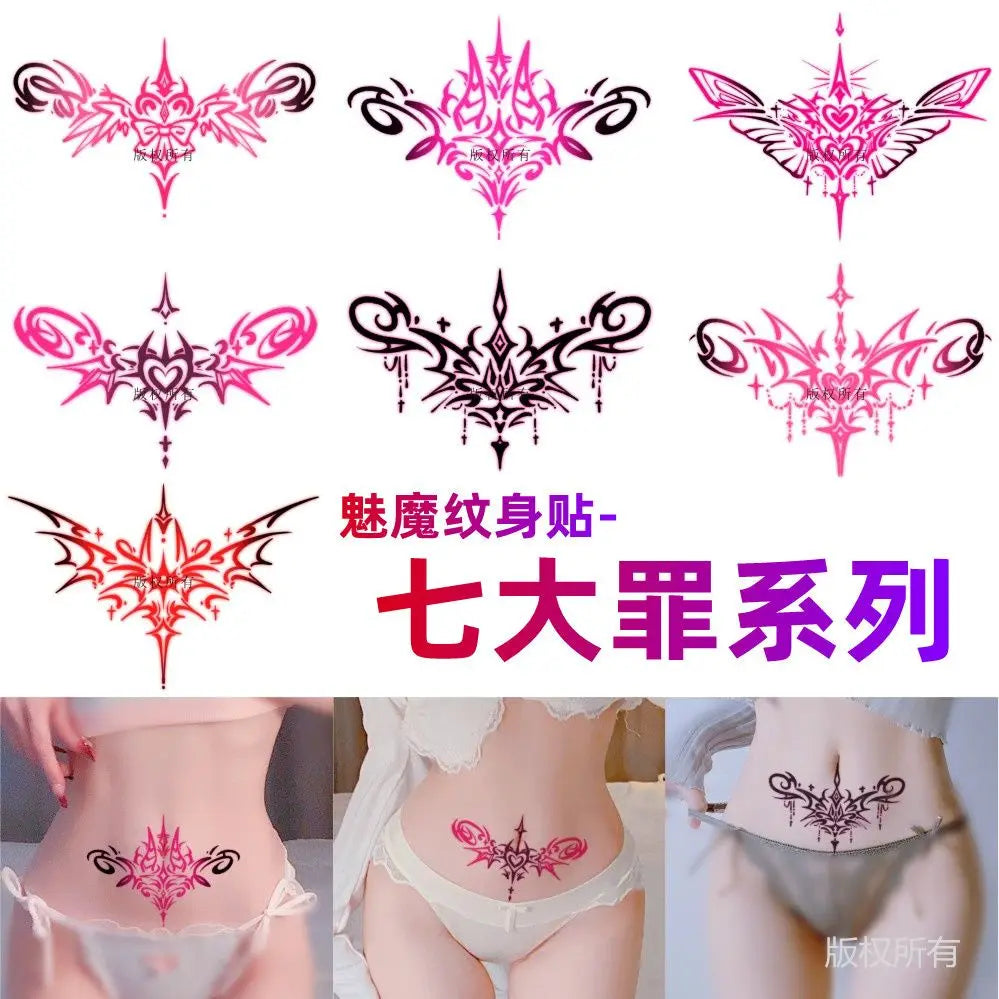 Set Tatuaje Temporare Roz Totem Aripi Waterproof pentru Femei