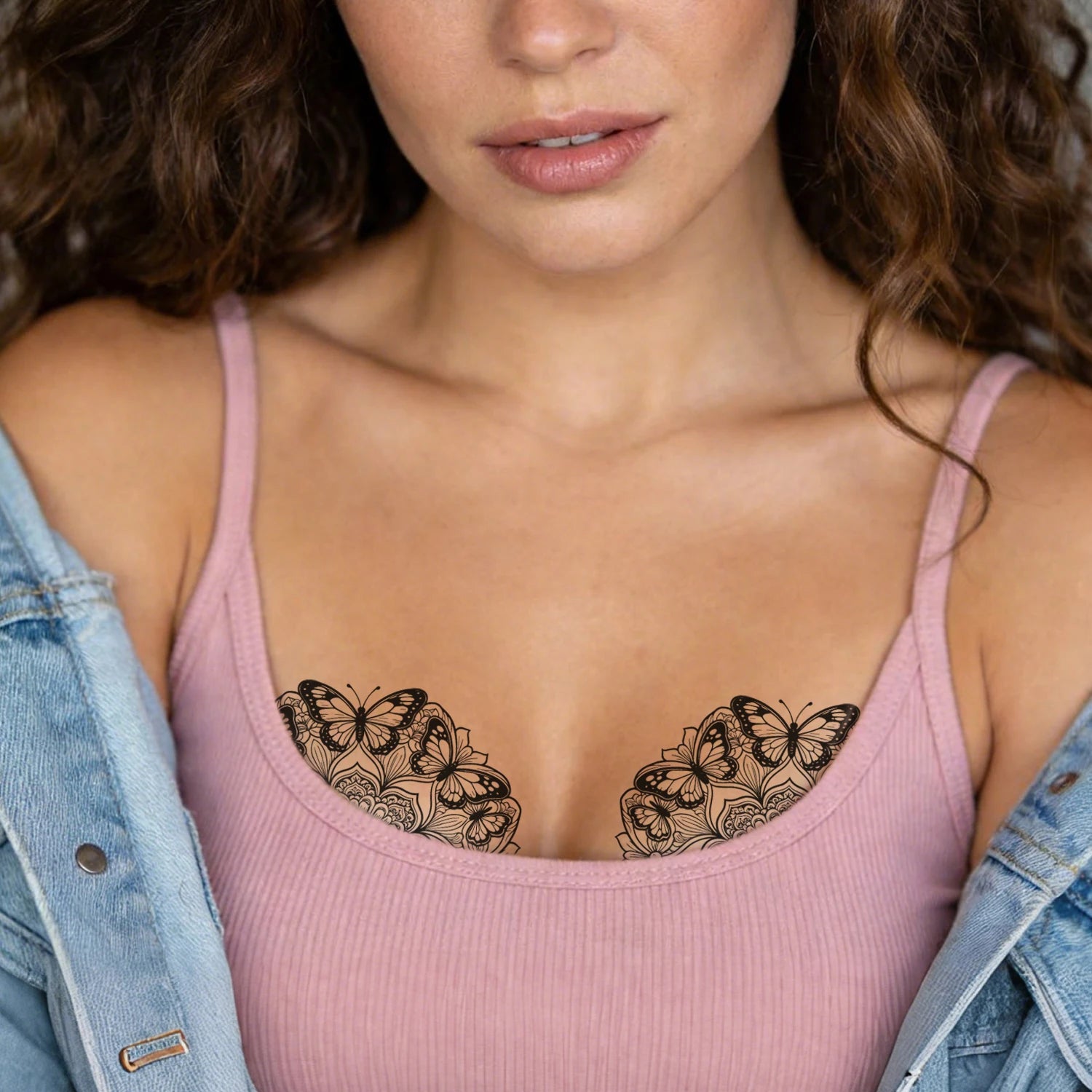 10 Coli Tatuaje Temporare Sexy Piept Mandala & Fluture Waterproof