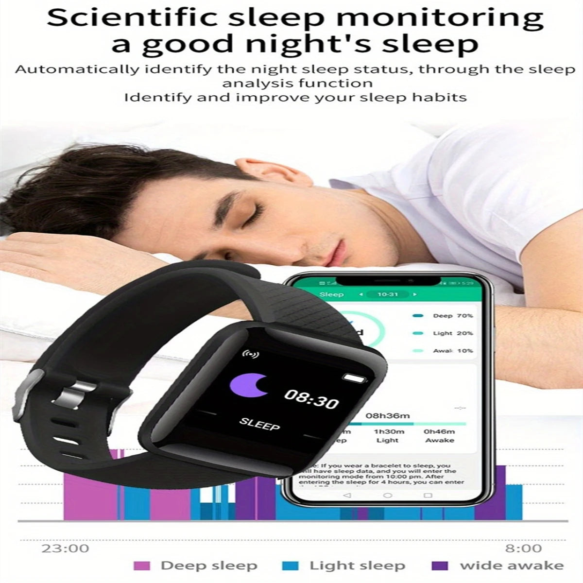 Smartwatch Sport cu Brățară – Monitorizare Fitness, Compatibil Android