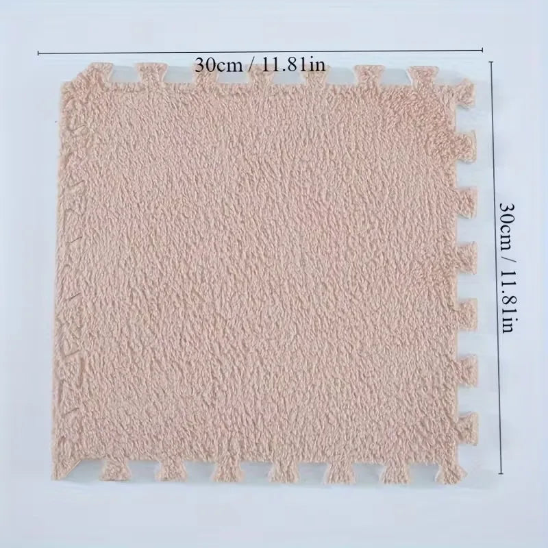 Covor Puzzle din Spumă Plușată Interblocabil – 30x30cm, Lavabil, Anti-Alunecare