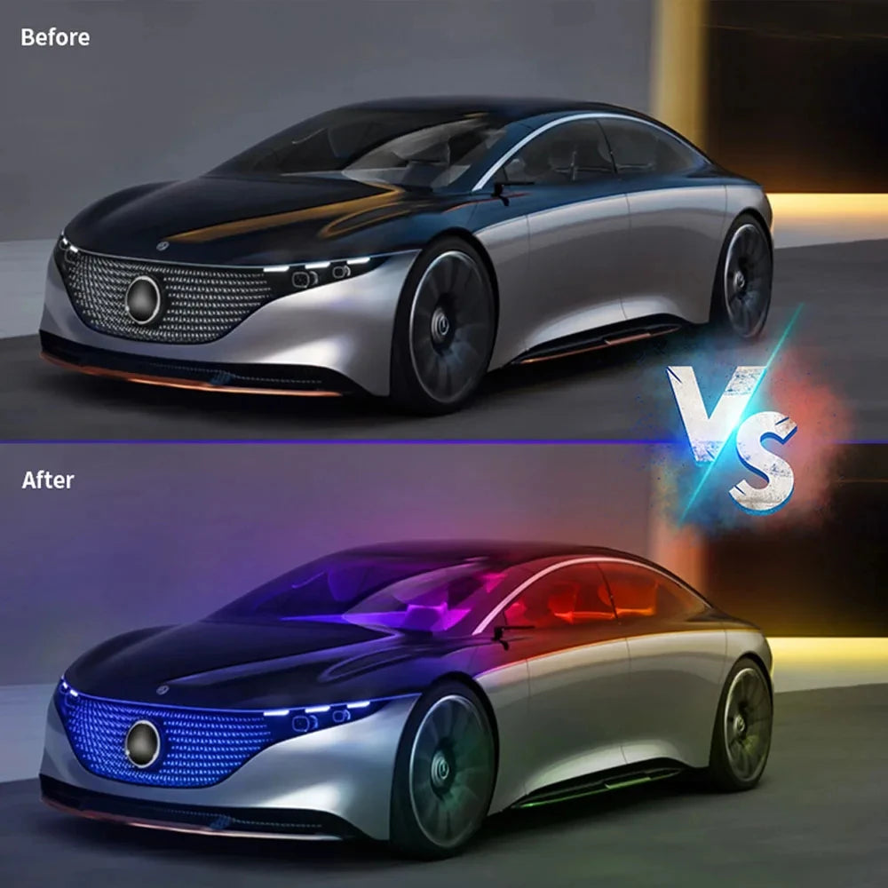 Lumini LED Ambient Podea Auto USB RGB – 36/48/72 LED, App+Telecomandă