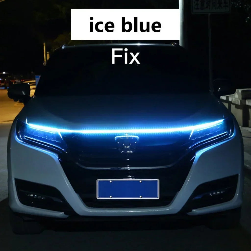 LED  Car Daytime Running Light DRL With Turn Signal Lamp Car Hood Decorative Light Strip With Start Scan Meteor Dynamic 12V