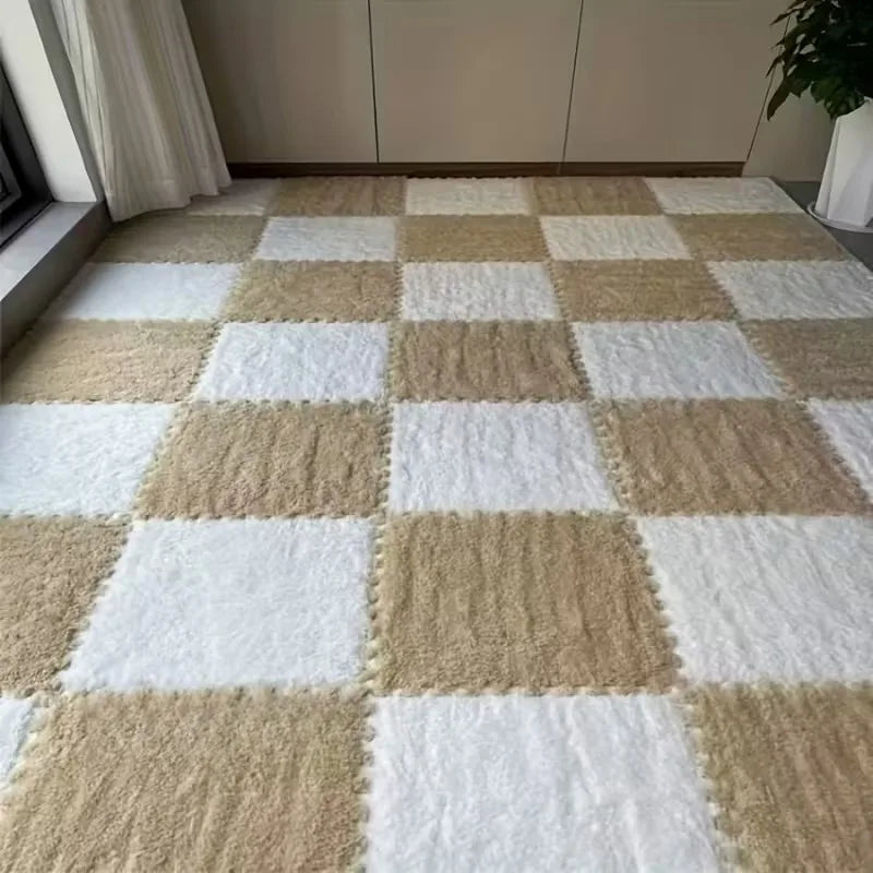 Covor Puzzle din Spumă Plușată Interblocabil – 30x30cm, Lavabil, Anti-Alunecare